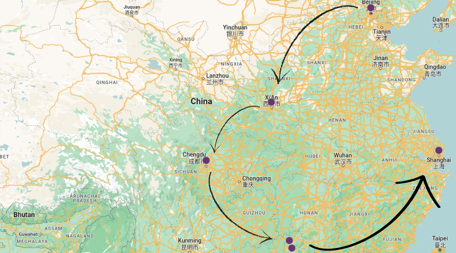 beijing-xian-tour-map